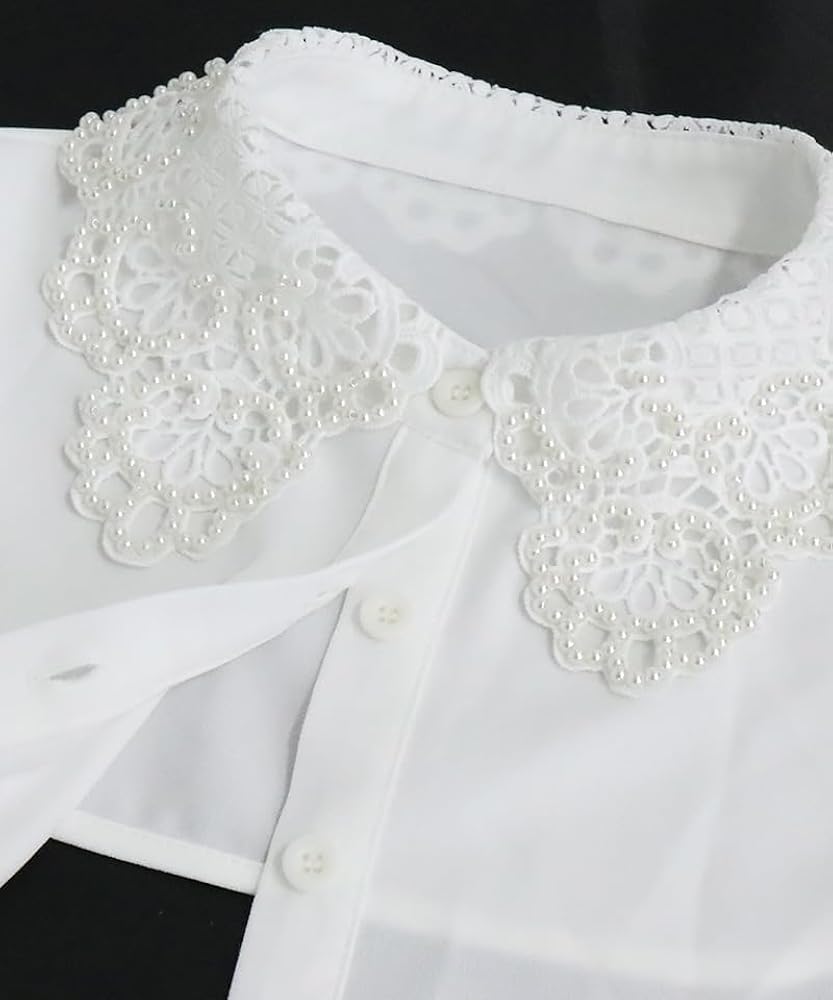 【みくる】重ね衿  白パール　フリルレース　25・38  ※新品＋アレンジ みくる】重ね衿 白パール フリルレース 25・38 ※新品＋アレンジ